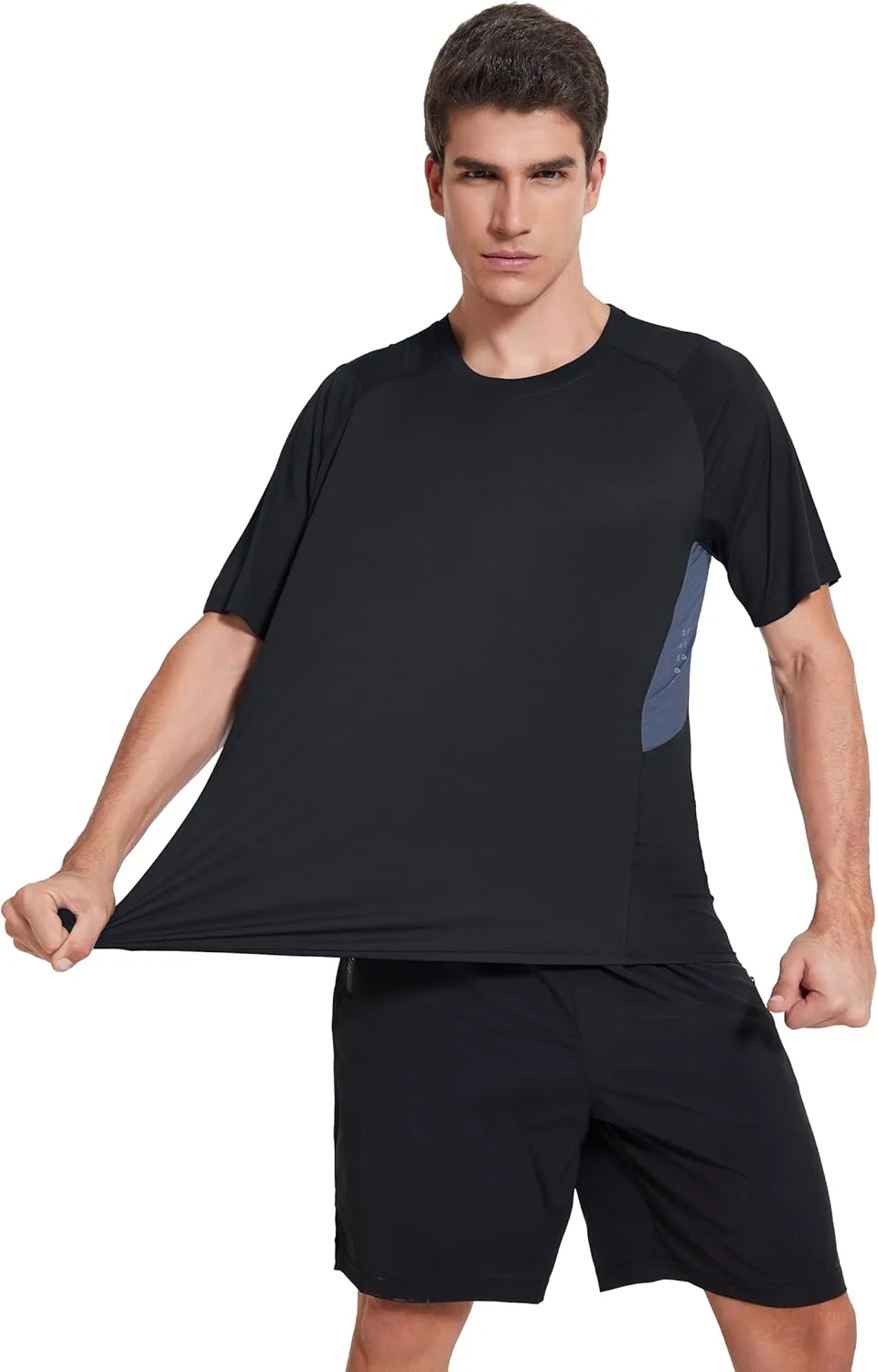 3 Pack Men Workout Shirts Quick Dry UPF 50  Sun Protection Moisture Wicking Short Sleeve Athletic T-Shirts Rash Guard