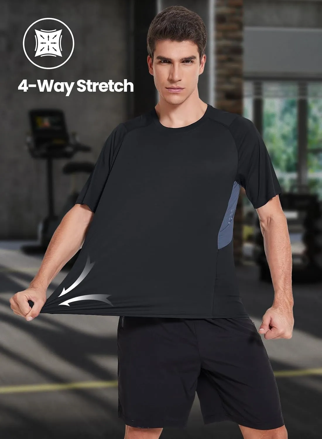 3 Pack Men Workout Shirts Quick Dry UPF 50  Sun Protection Moisture Wicking Short Sleeve Athletic T-Shirts Rash Guard