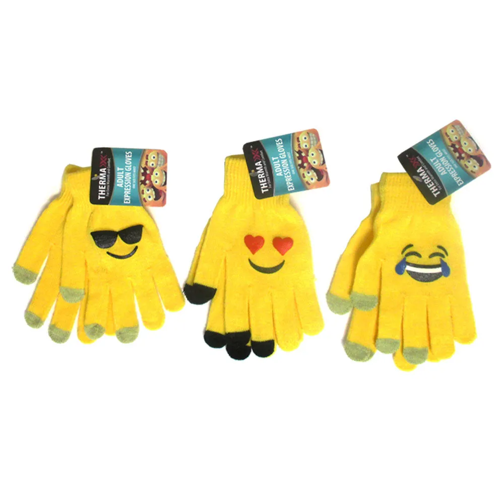 3 Pairs Emoji Gloves Unisex Touch Sensitive Glove Adults Kids Expression Hot New
