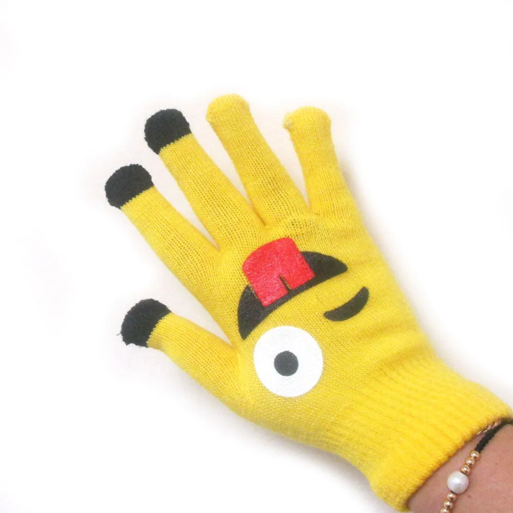 3 Pairs Emoji Gloves Unisex Touch Sensitive Glove Adults Kids Expression Hot New