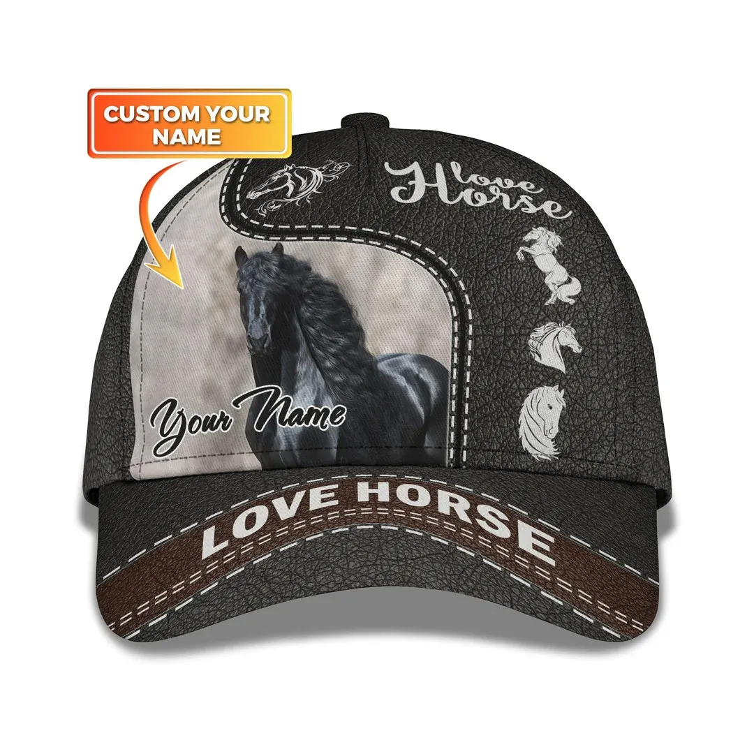 3D Animal Love Horse Printed Lightweight Custom Cap Gift for Dad Mom Adult