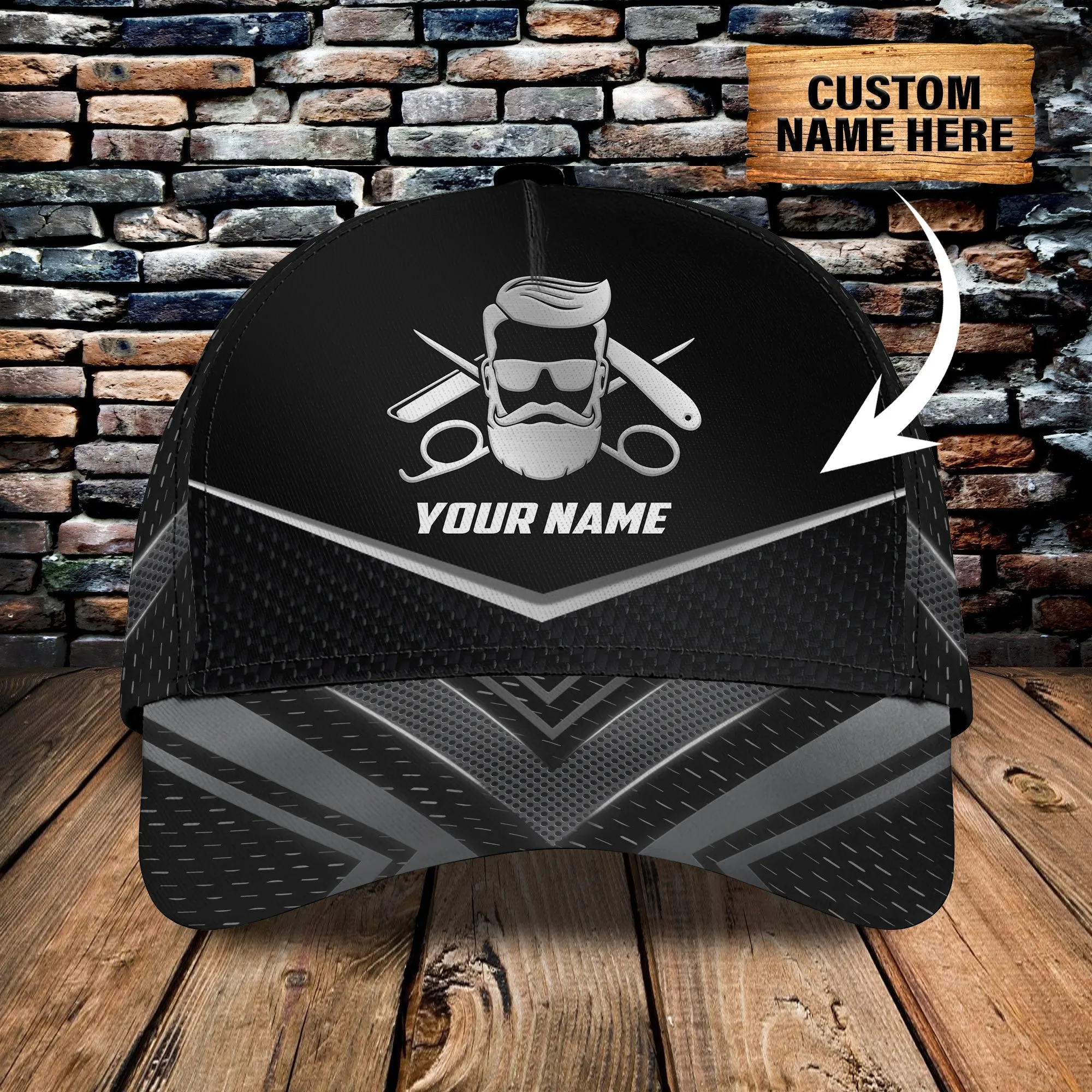 3D Classic Cap Barber 2 Personalized Name Cap Namashops
