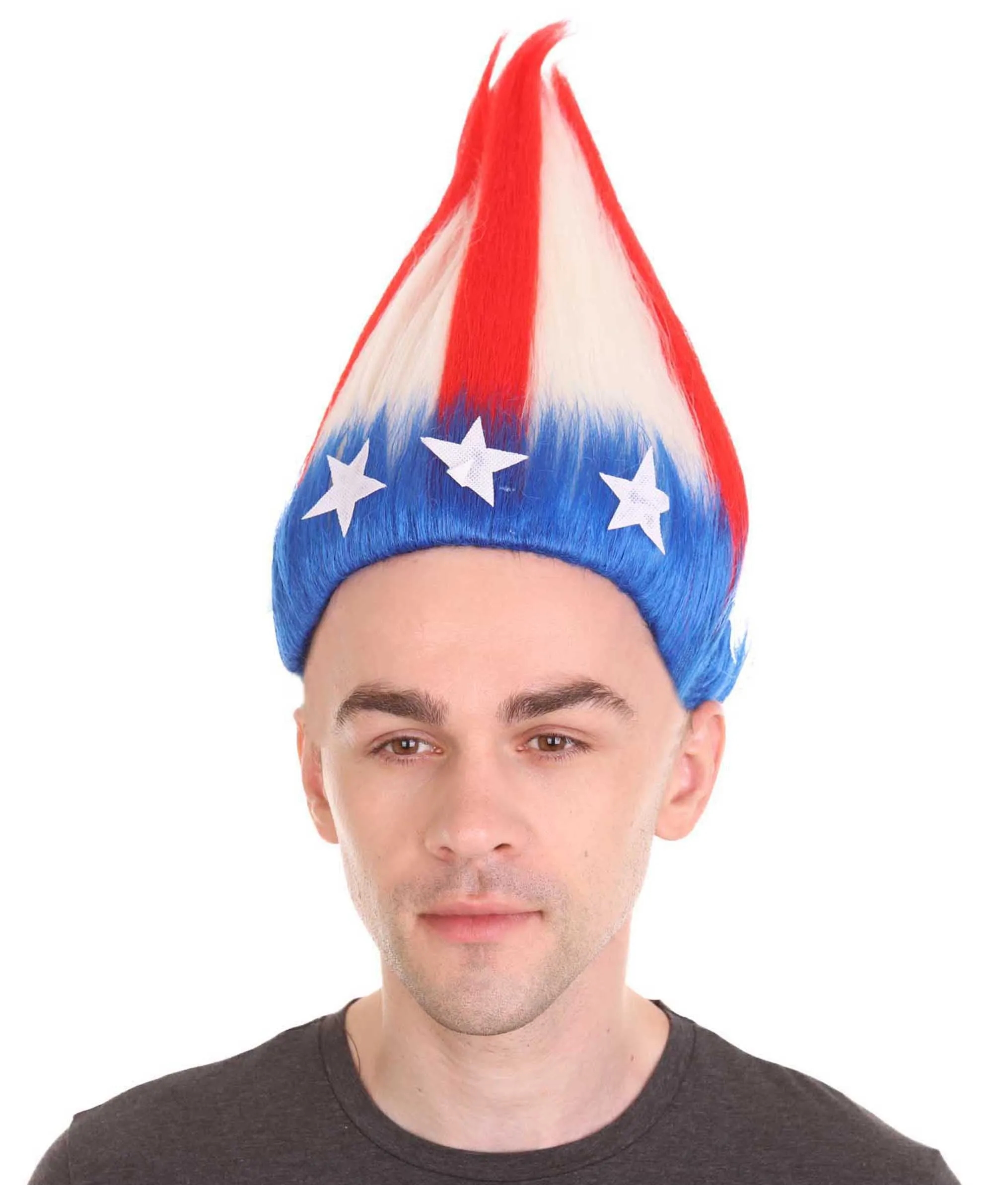 American Stripes Troll Wig | Flag Cosplay Halloween Wig | Premium Breathable Capless Cap