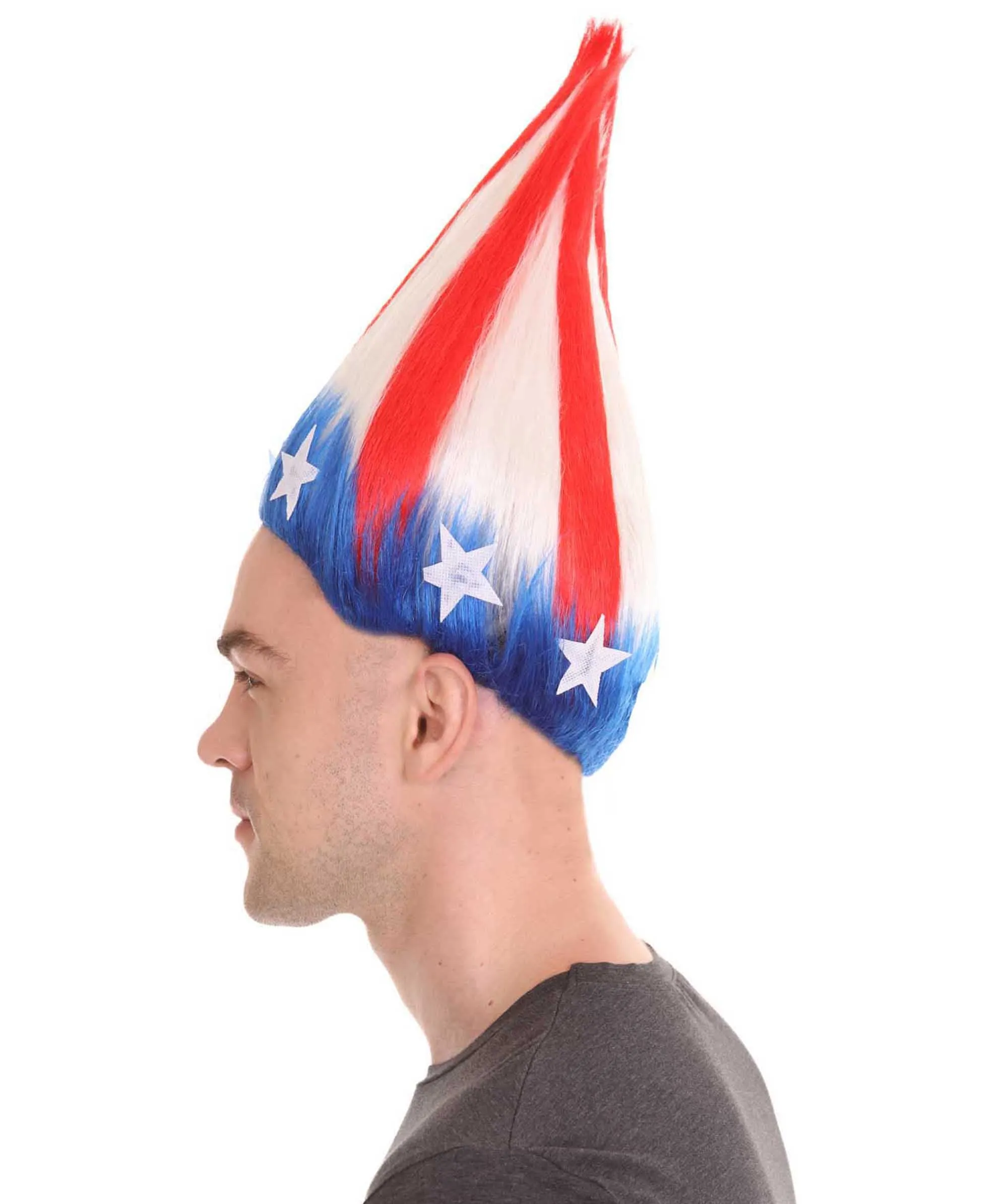 American Stripes Troll Wig | Flag Cosplay Halloween Wig | Premium Breathable Capless Cap