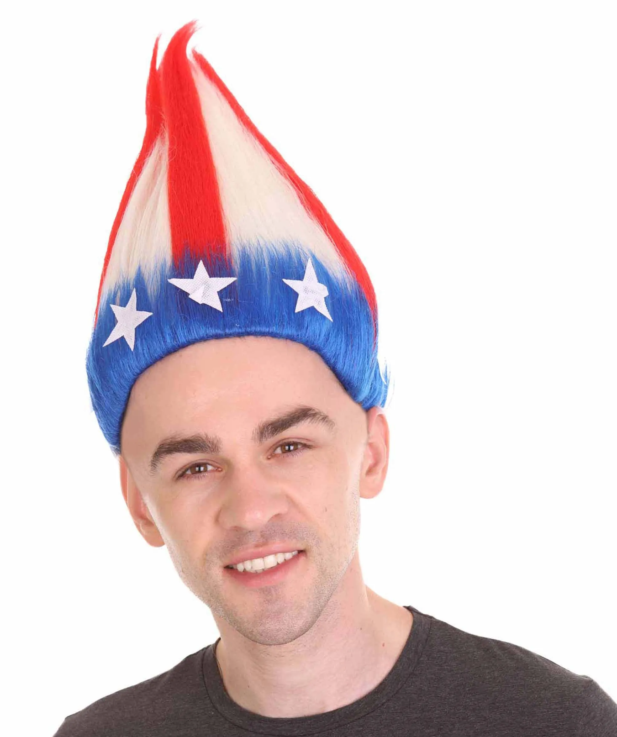 American Stripes Troll Wig | Flag Cosplay Halloween Wig | Premium Breathable Capless Cap