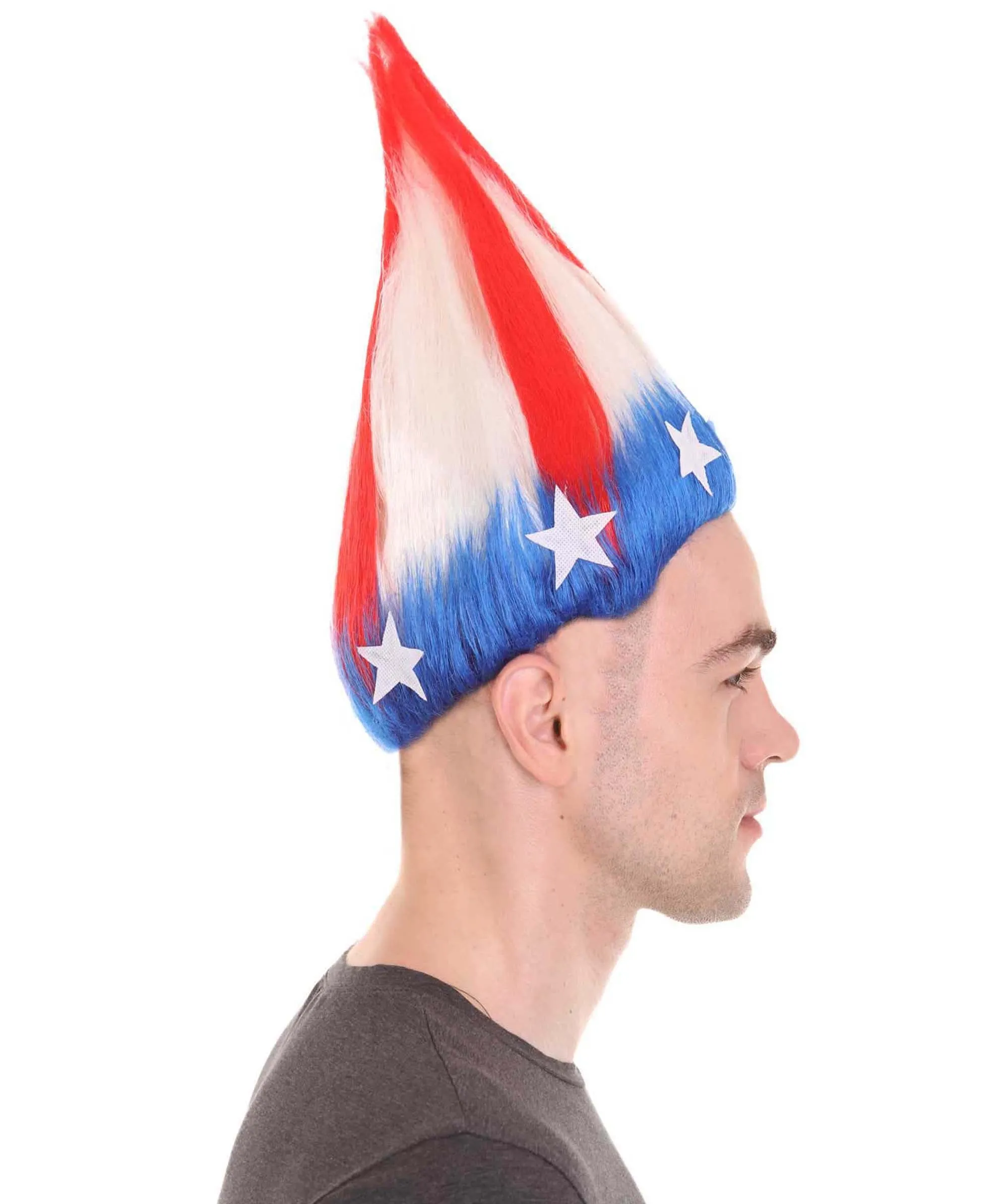 American Stripes Troll Wig | Flag Cosplay Halloween Wig | Premium Breathable Capless Cap