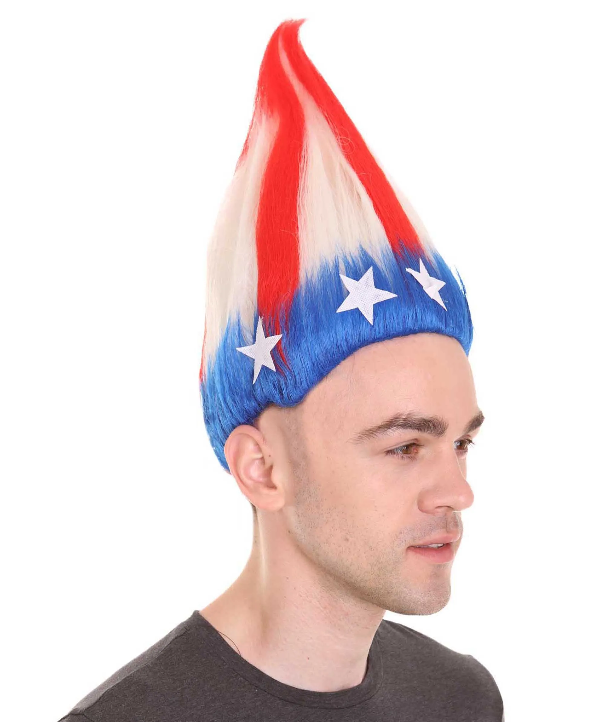 American Stripes Troll Wig | Flag Cosplay Halloween Wig | Premium Breathable Capless Cap