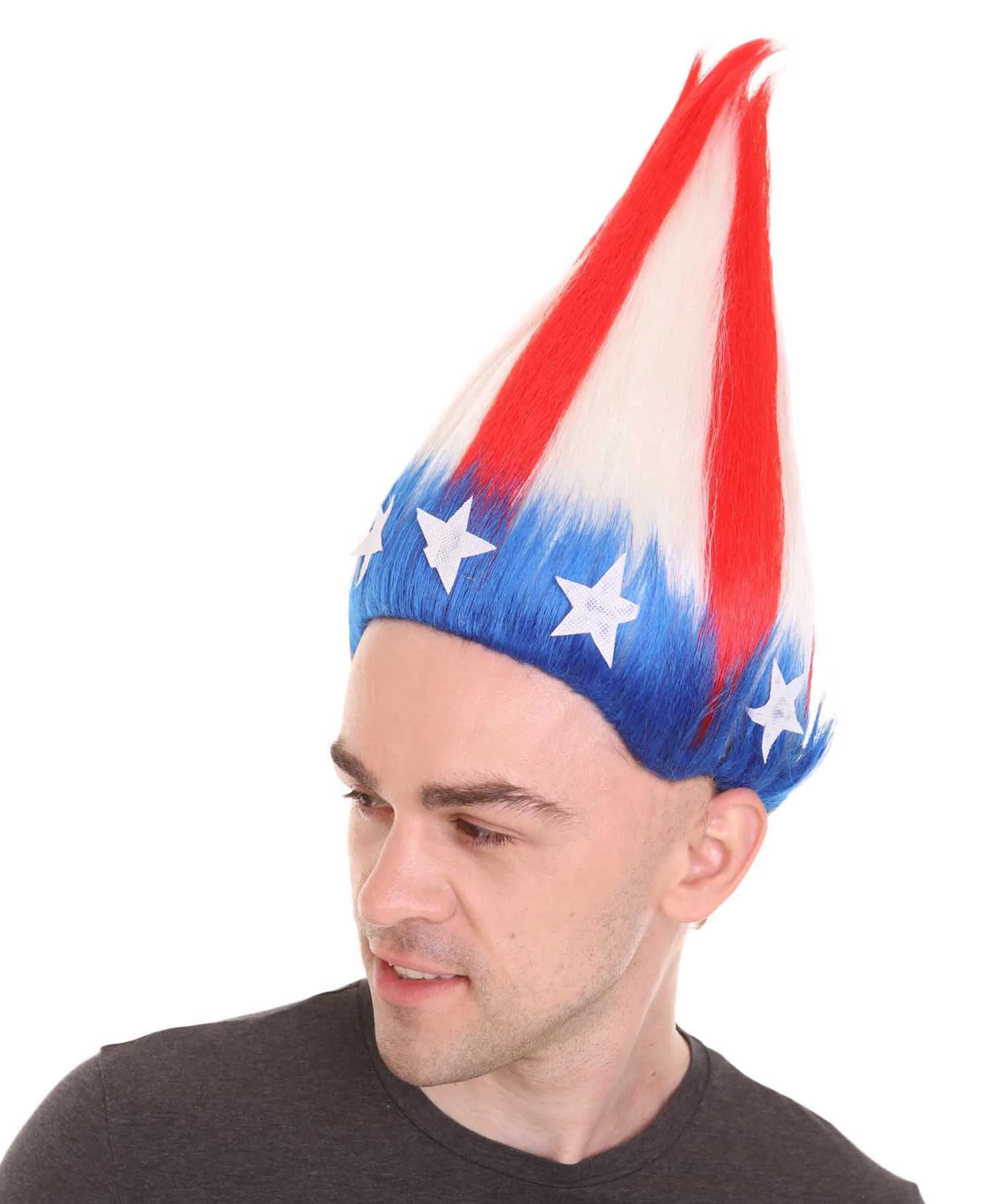 American Stripes Troll Wig | Flag Cosplay Halloween Wig | Premium Breathable Capless Cap