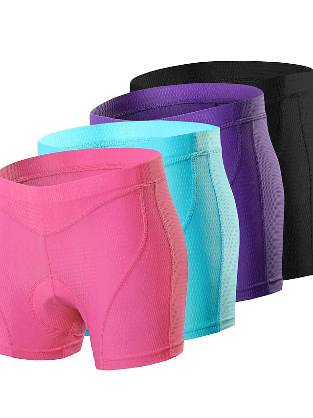 Arsuxeo Women's Cycling Under Shorts Cycling Padded Shorts Bike Underwear Shorts Padded Shorts Chamois Bottoms Sports Spandex Purple Fuchsia Blue Mountain Bike MTB Road Bike Cycling Clothing