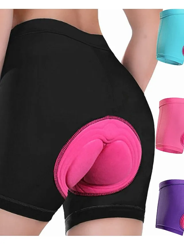 Arsuxeo Women's Cycling Under Shorts Cycling Padded Shorts Bike Underwear Shorts Padded Shorts Chamois Bottoms Sports Spandex Purple Fuchsia Blue Mountain Bike MTB Road Bike Cycling Clothing