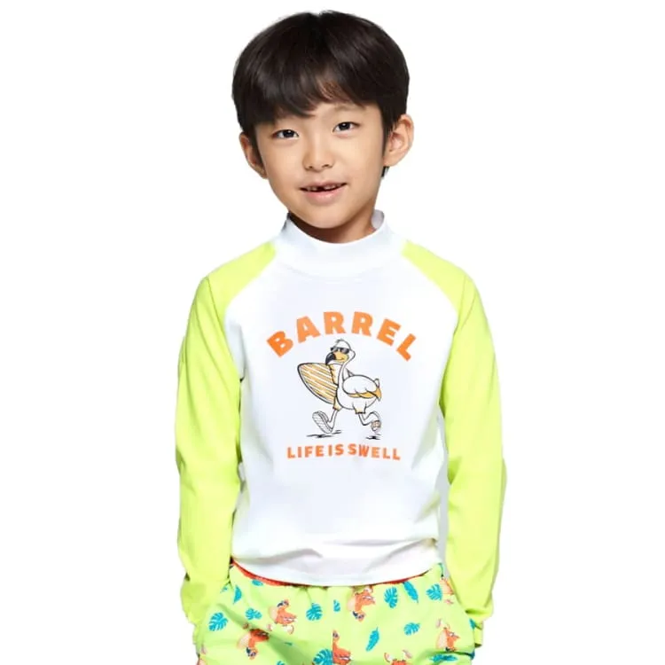 Barrel Kids Sunset Flamingo Rash Guard-GREEN