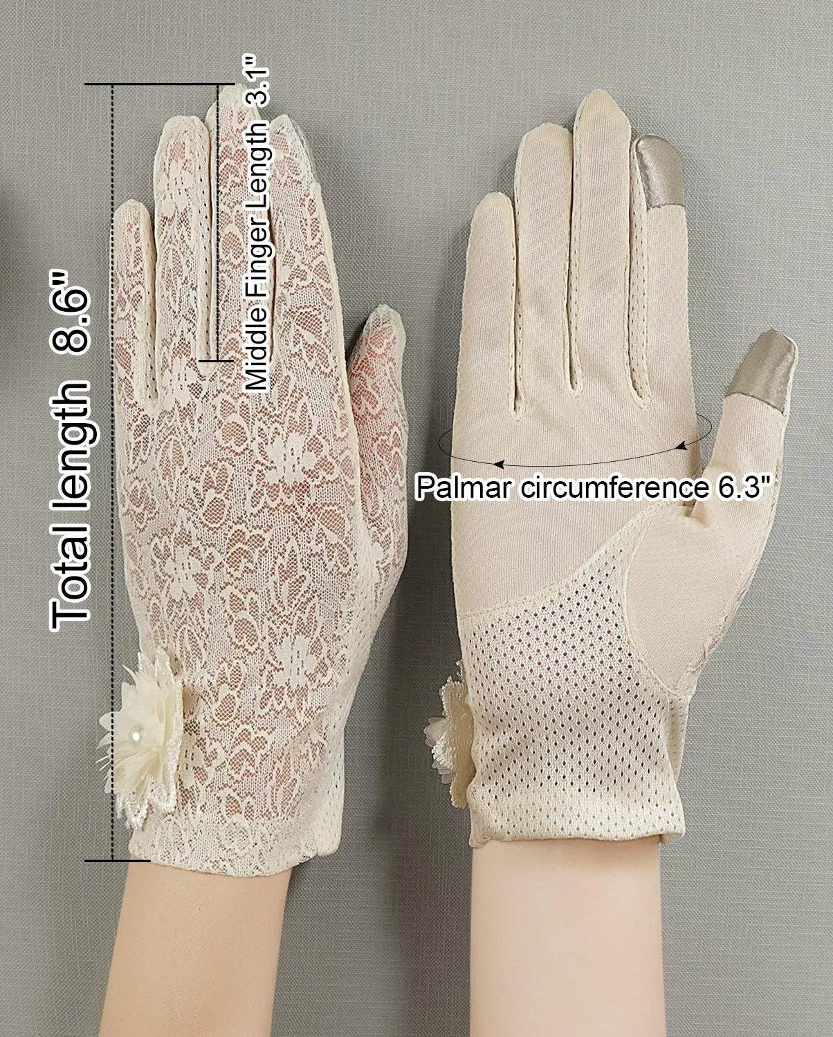 Bienvenu Summer Women Screentouch Gloves Sun Uv Protection Driving Gloves Anti-skid Beige