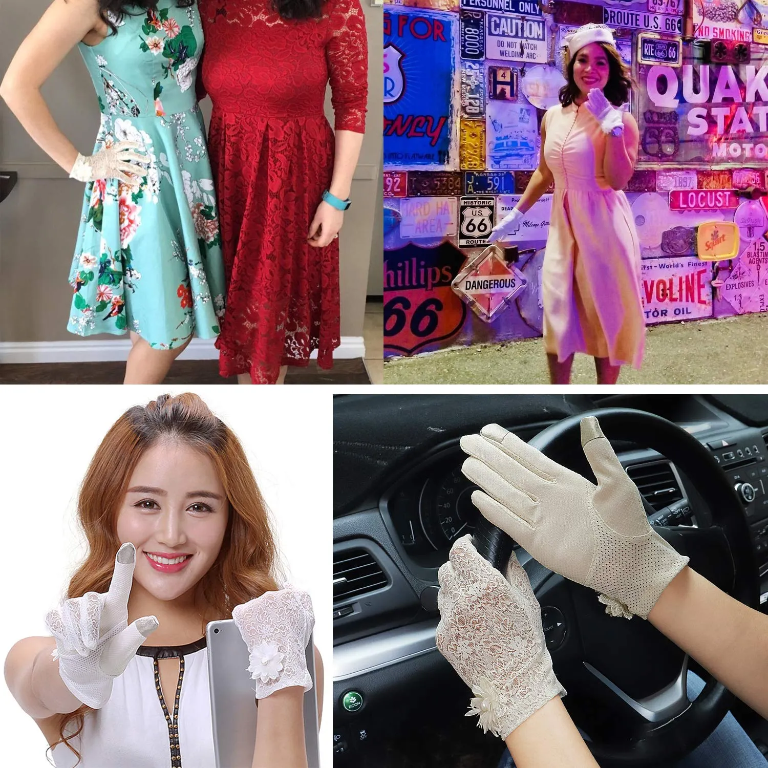 Bienvenu Summer Women Screentouch Gloves Sun Uv Protection Driving Gloves Anti-skid Beige