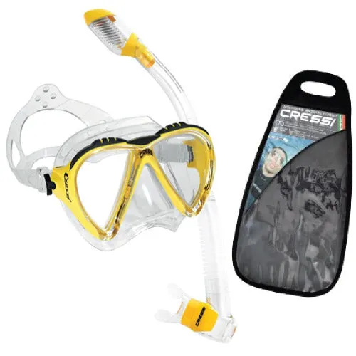 Cressi Matrix Snorkel Mask & Dry Snorkel Set w/ Gear Bag