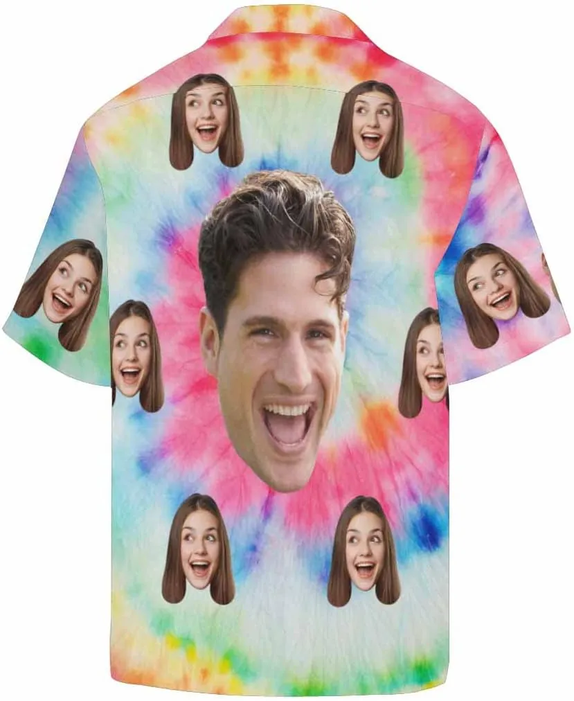 Custom Funny Hawaiian Shirt with Face for Men Personalized Dog Dad Photo Floral Fruit Summer Hawaii Beach Tshirts