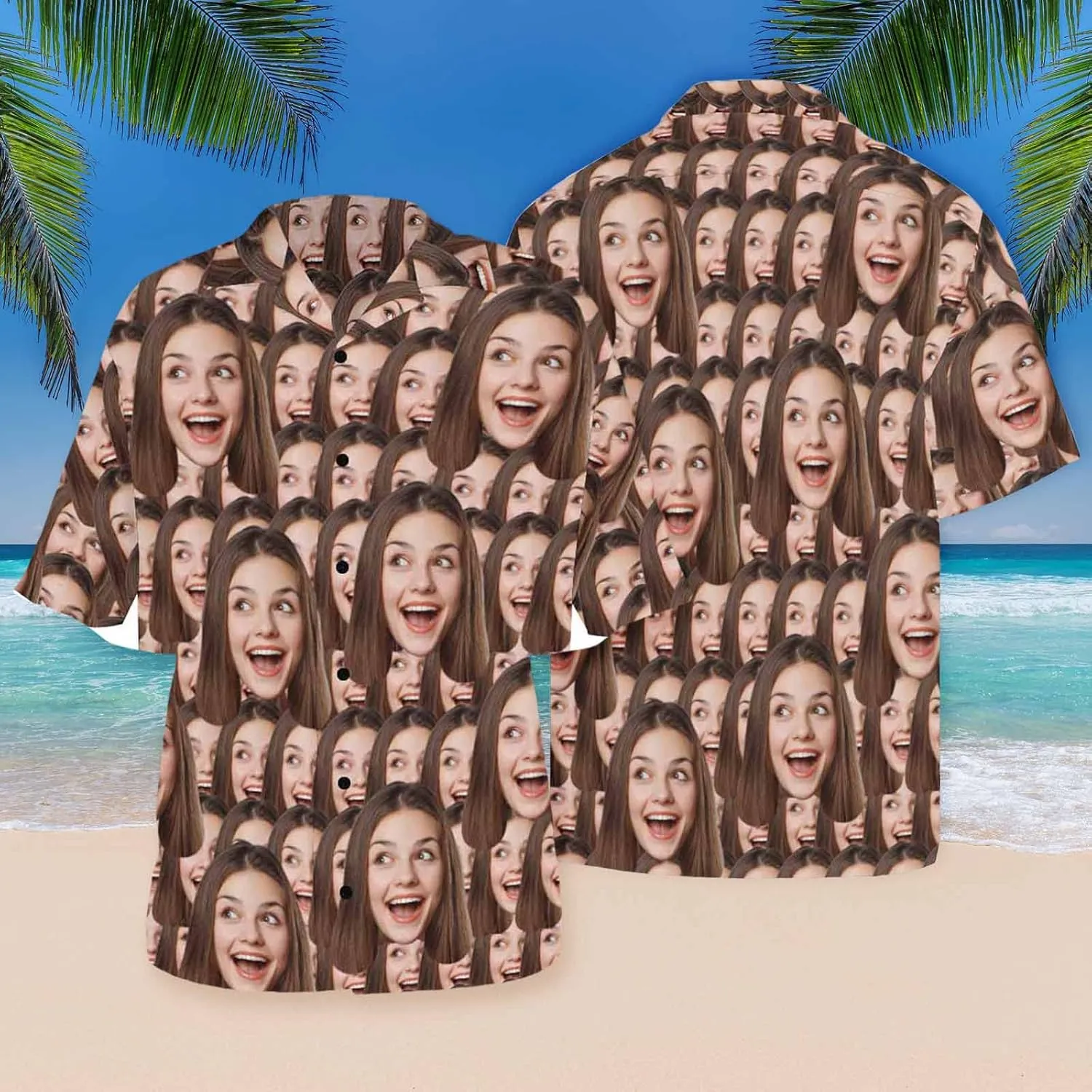 Custom Funny Hawaiian Shirt with Face for Men Personalized Dog Dad Photo Floral Fruit Summer Hawaii Beach Tshirts