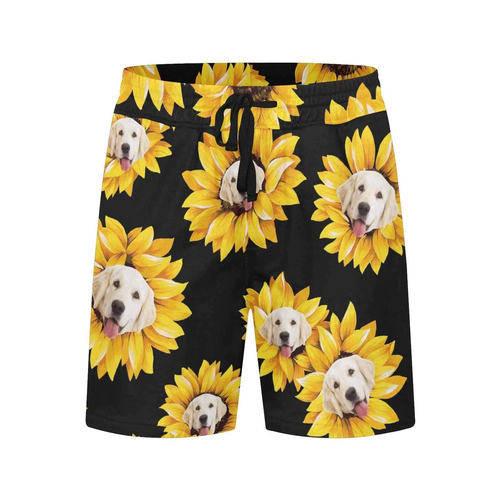Custom Mens Trunks Personalized Face Sunflower Men's Quick Dry Swim Shorts with Dog's Face