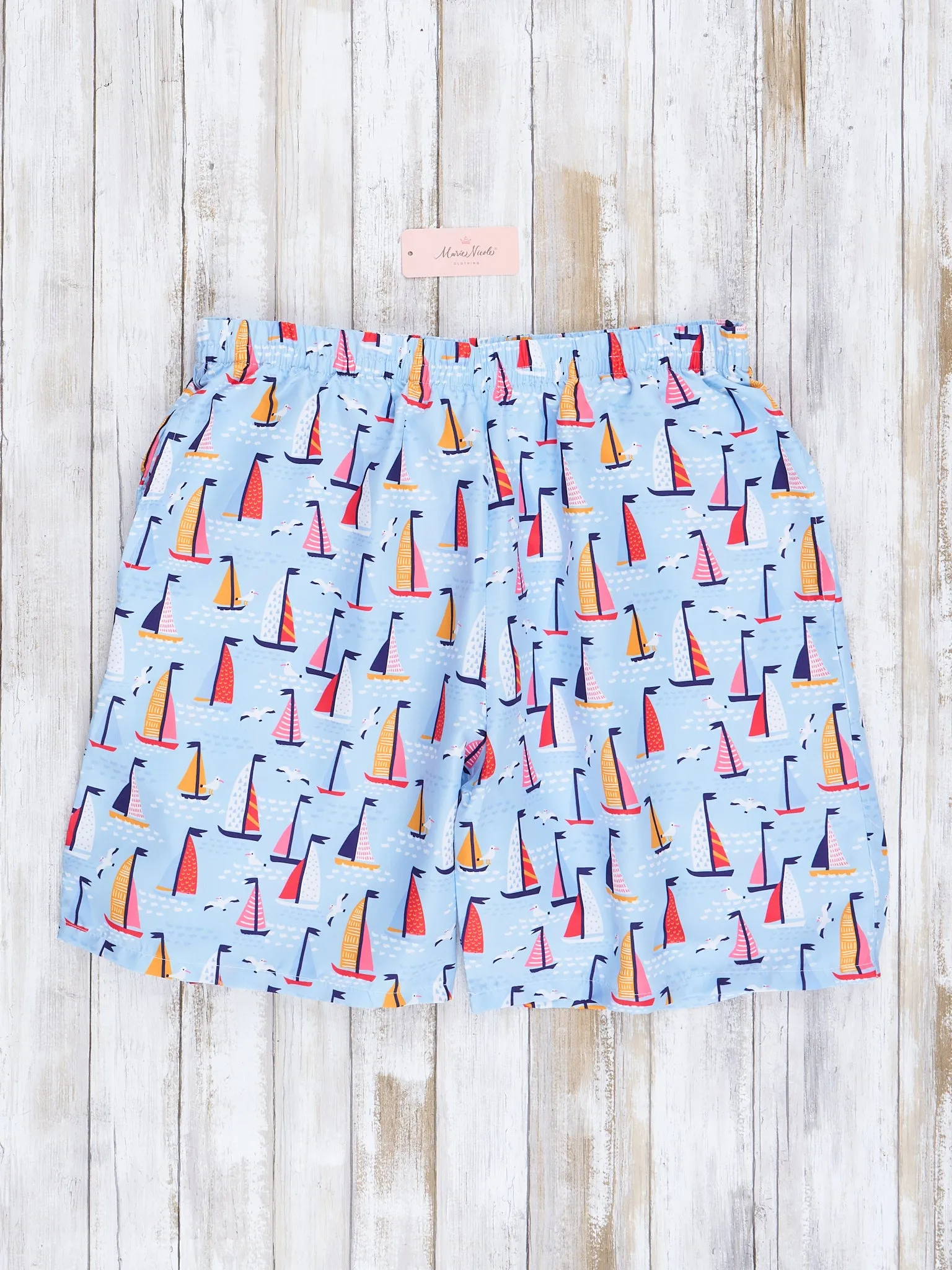 Dad & Me Light Blue Sailboats Swim Trunks