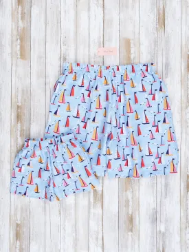 Dad & Me Light Blue Sailboats Swim Trunks