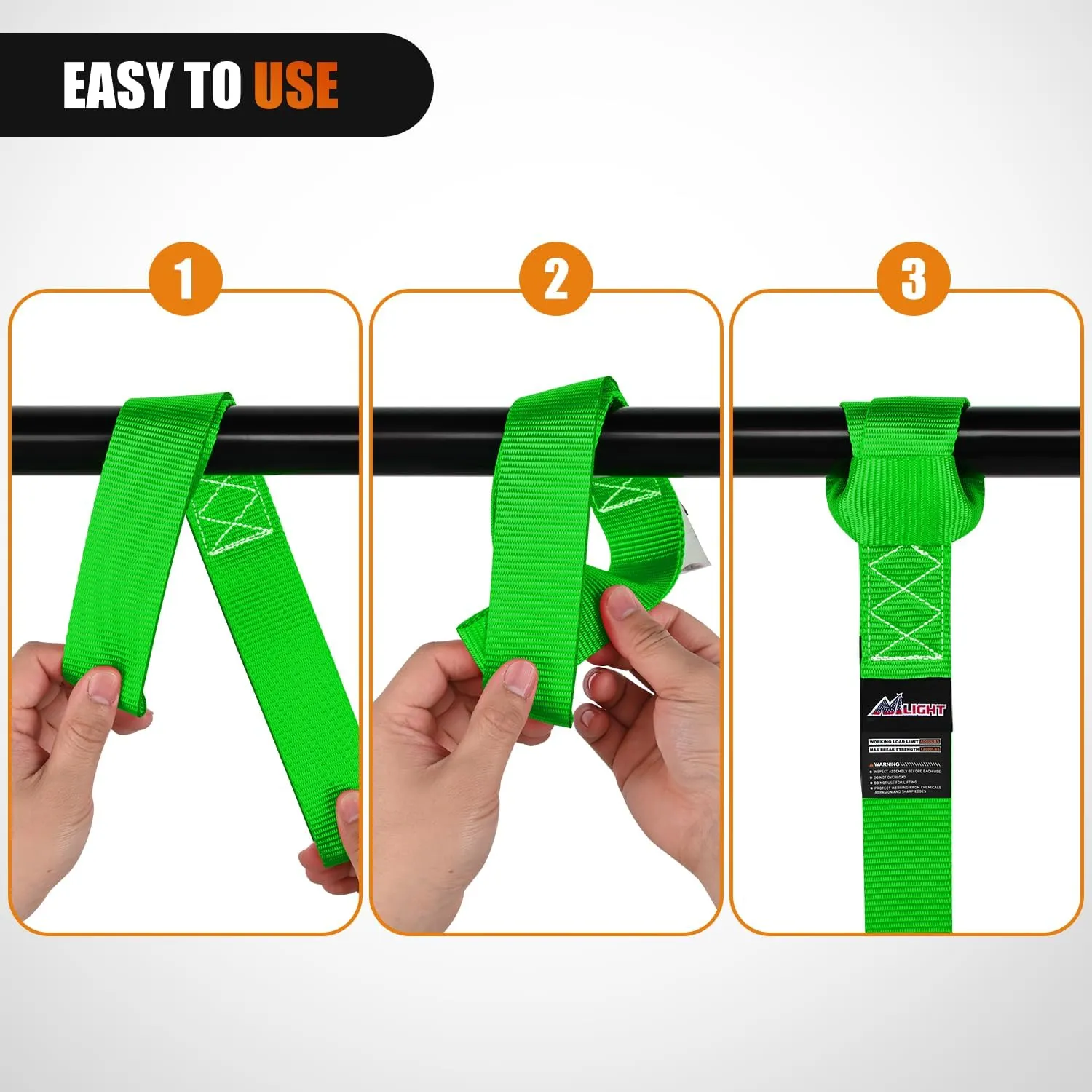 Motorcycle Tie Down Straps Max Break Strength 12000Lbs Green