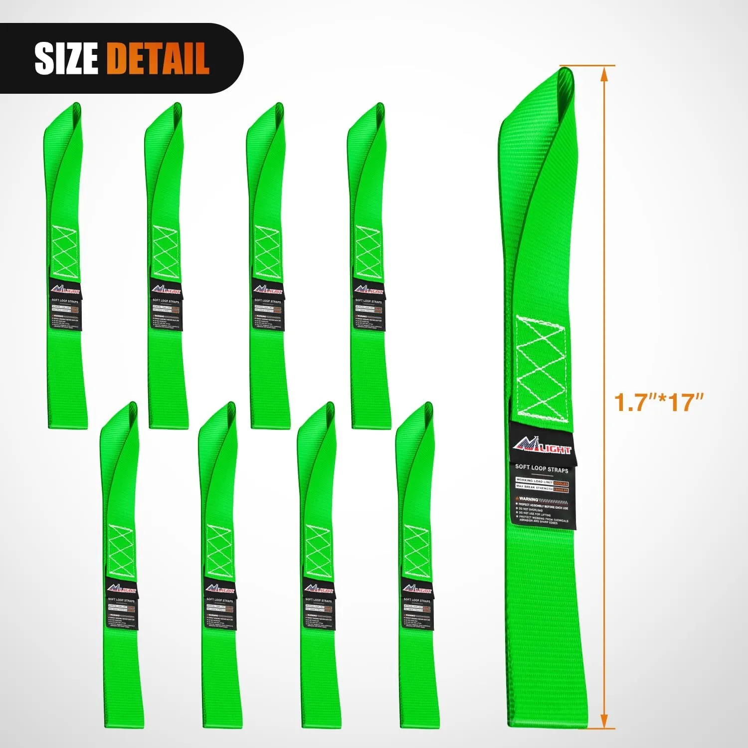 Motorcycle Tie Down Straps Max Break Strength 12000Lbs Green