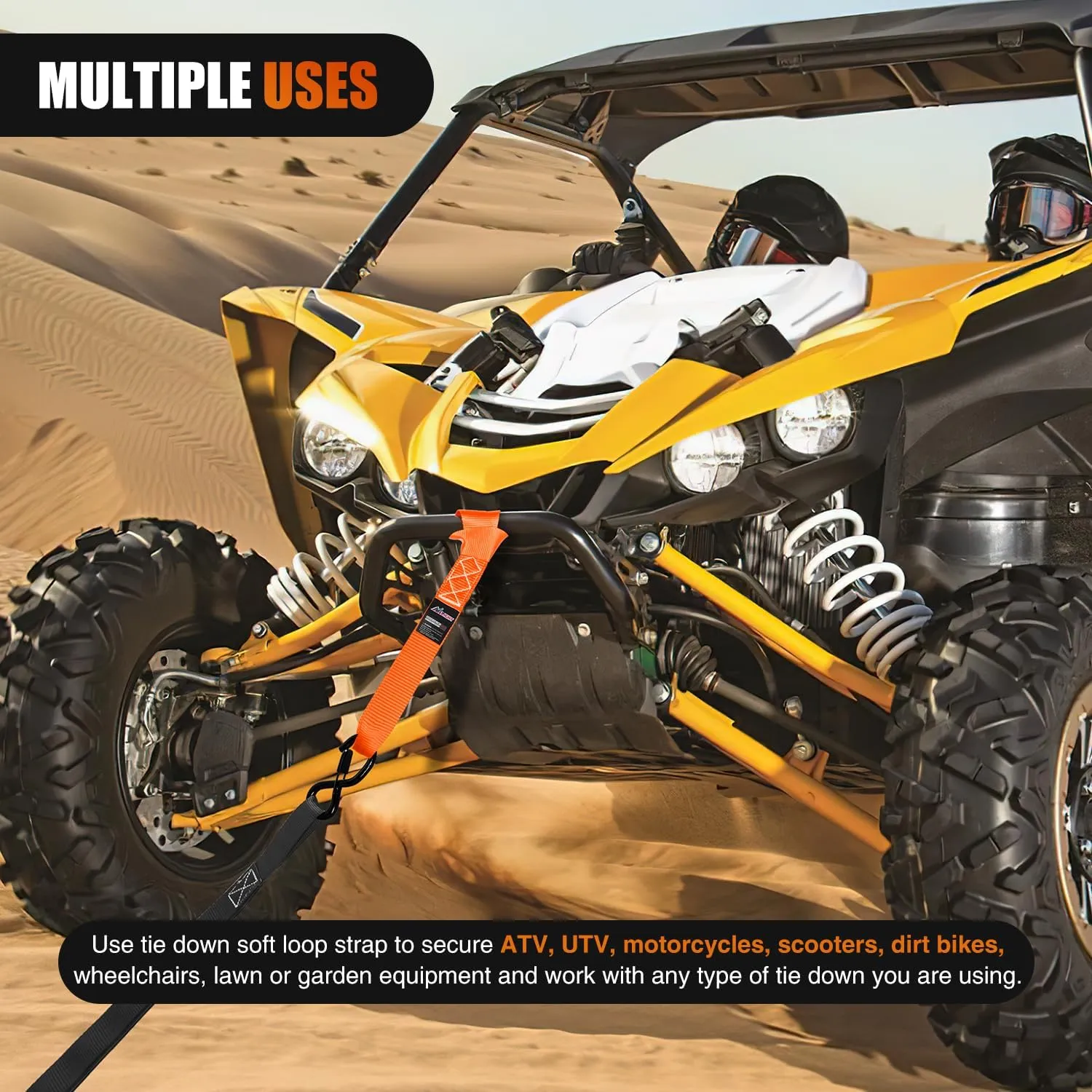 Motorcycle Tie Down Straps Max Break Strength 12000Lbs Orange