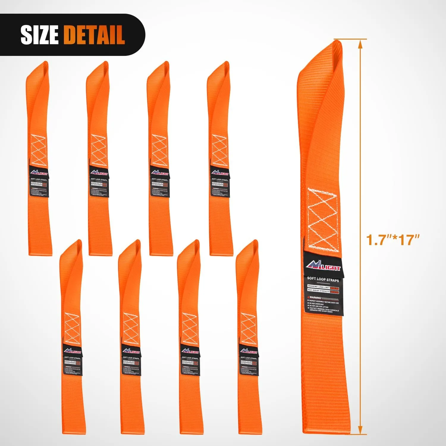 Motorcycle Tie Down Straps Max Break Strength 12000Lbs Orange