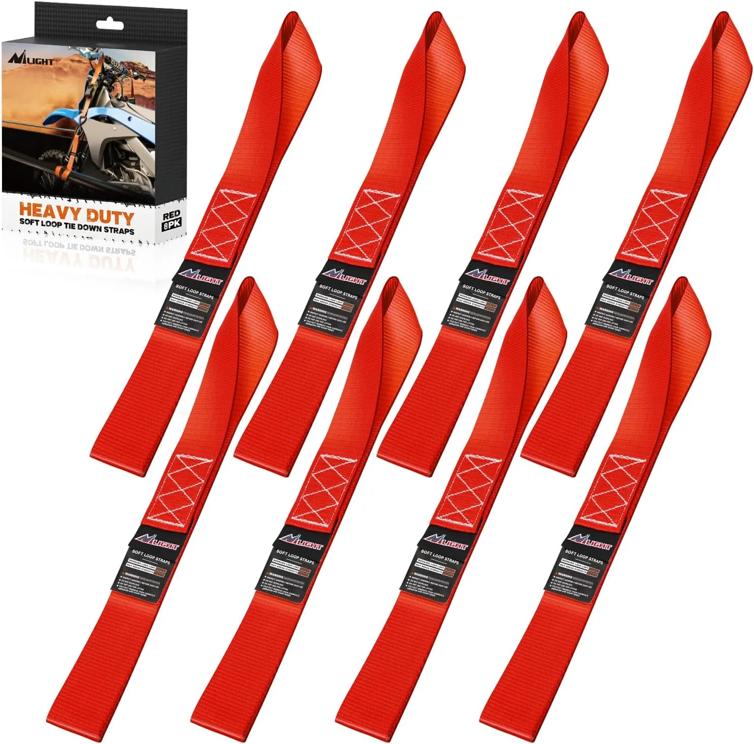 Motorcycle Tie Down Straps Max Break Strength 12000Lbs Red