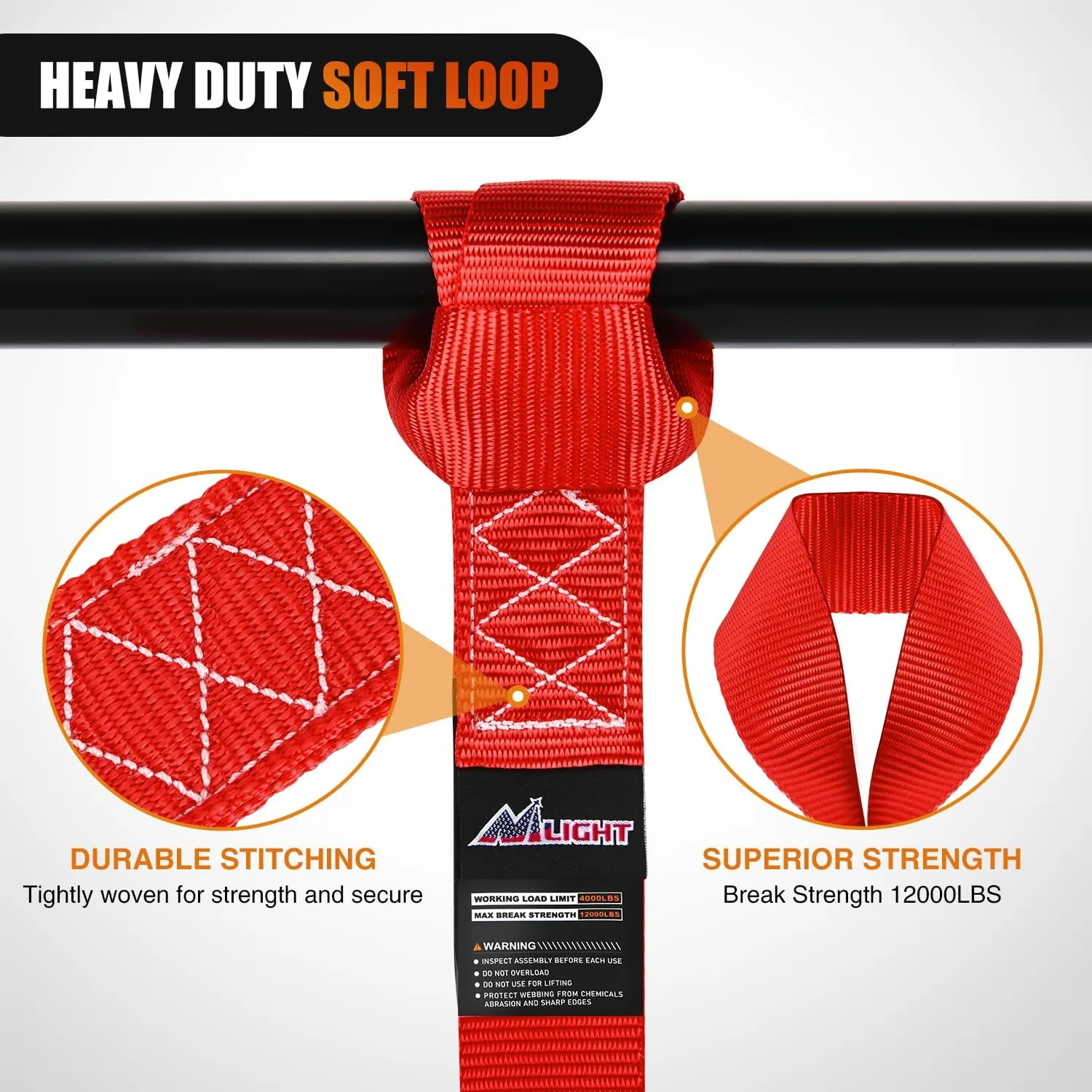 Motorcycle Tie Down Straps Max Break Strength 12000Lbs Red