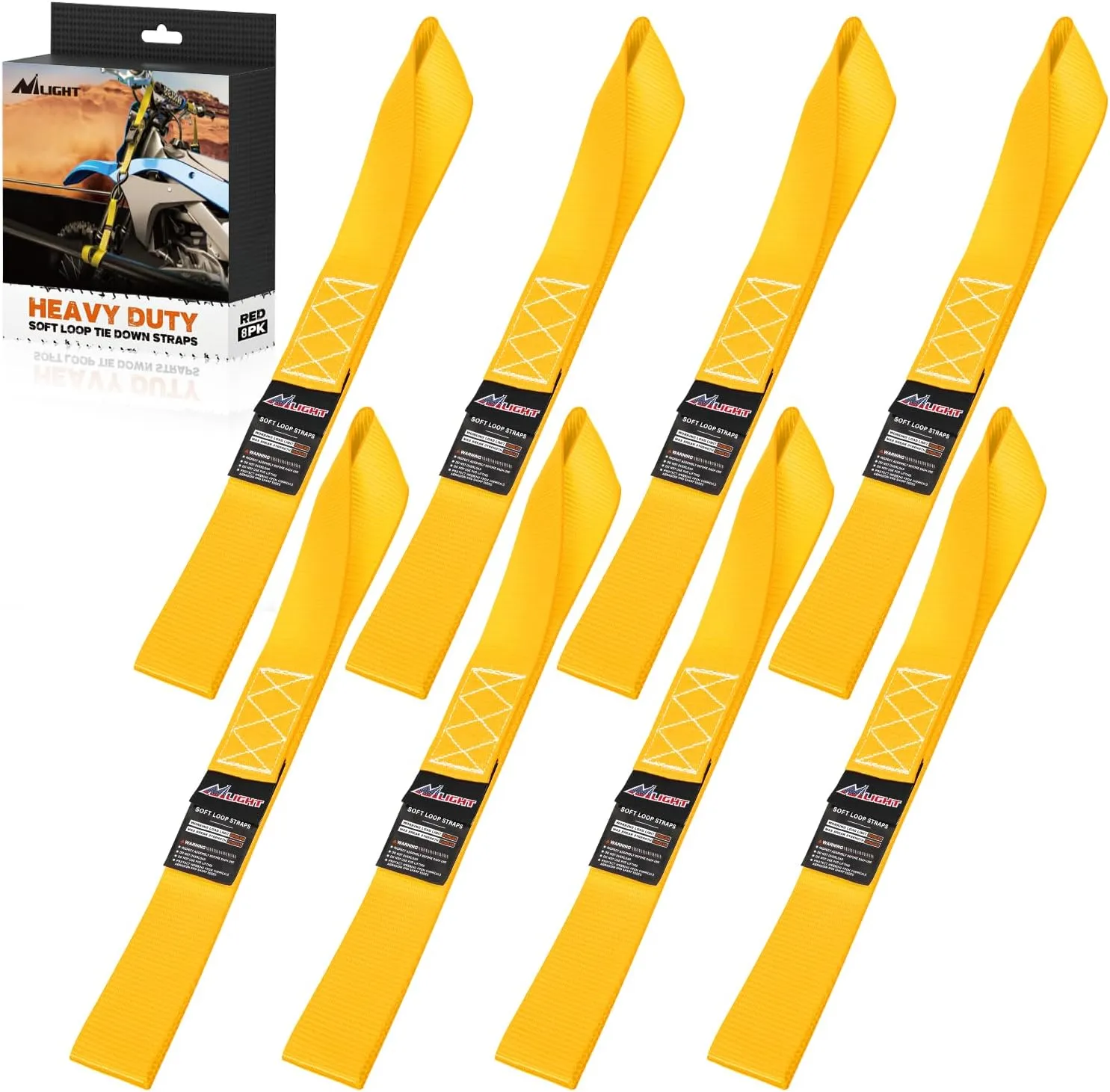 Motorcycle Tie Down Straps Max Break Strength 12000Lbs Yellow