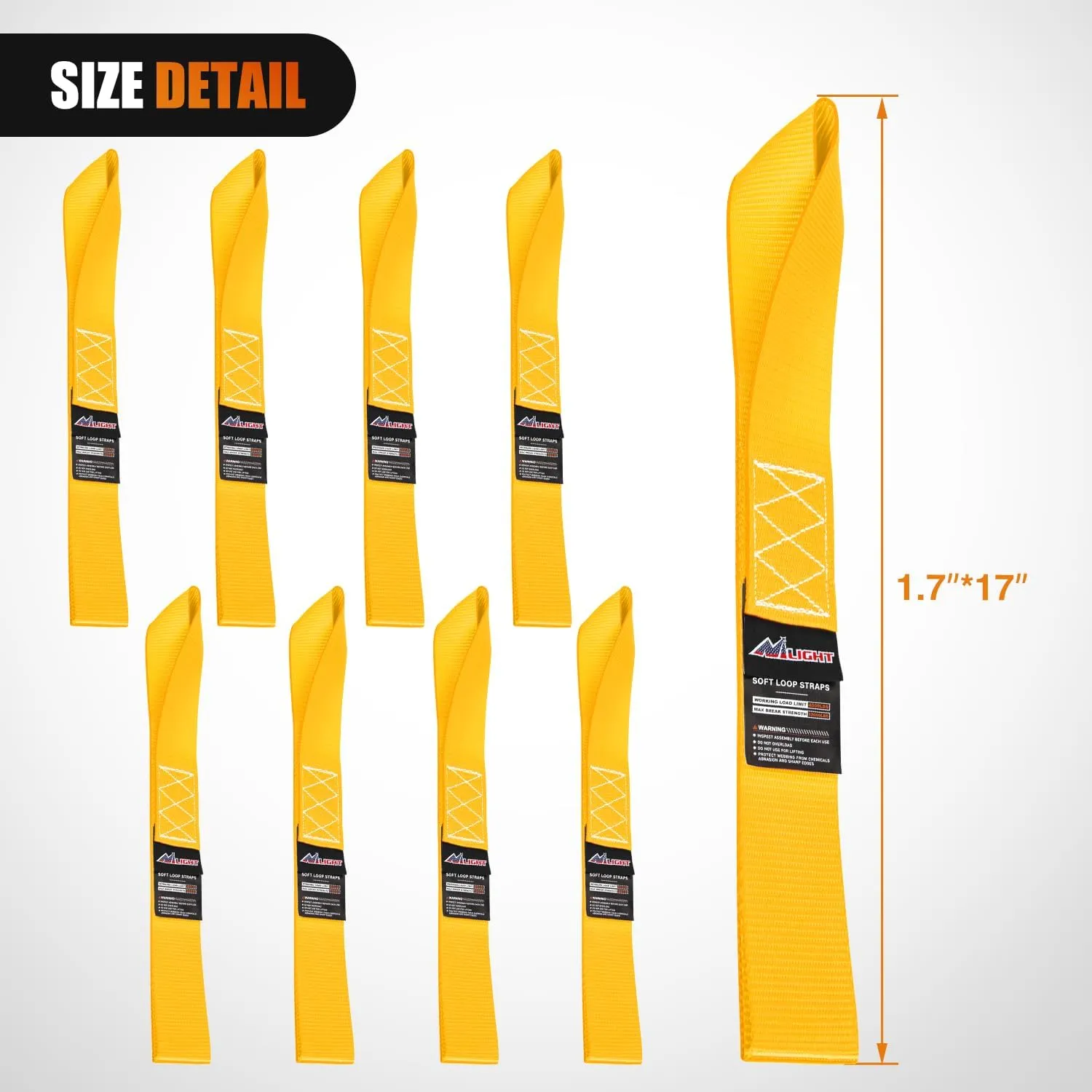 Motorcycle Tie Down Straps Max Break Strength 12000Lbs Yellow