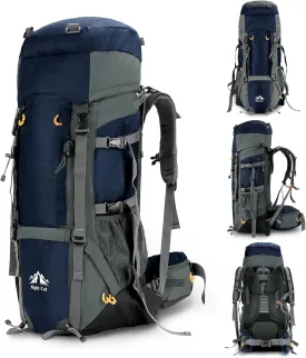 Night Cat Camping Backpacks 90L with Internal Frame Hiking Backpack for Men Women Waterproof Lightweight Breathable Outdoor Mountaineering Traveling