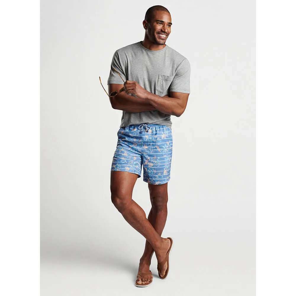 Peter Millar 7-Inch Surf's Up Striped Swim Trunks - Blue Surf