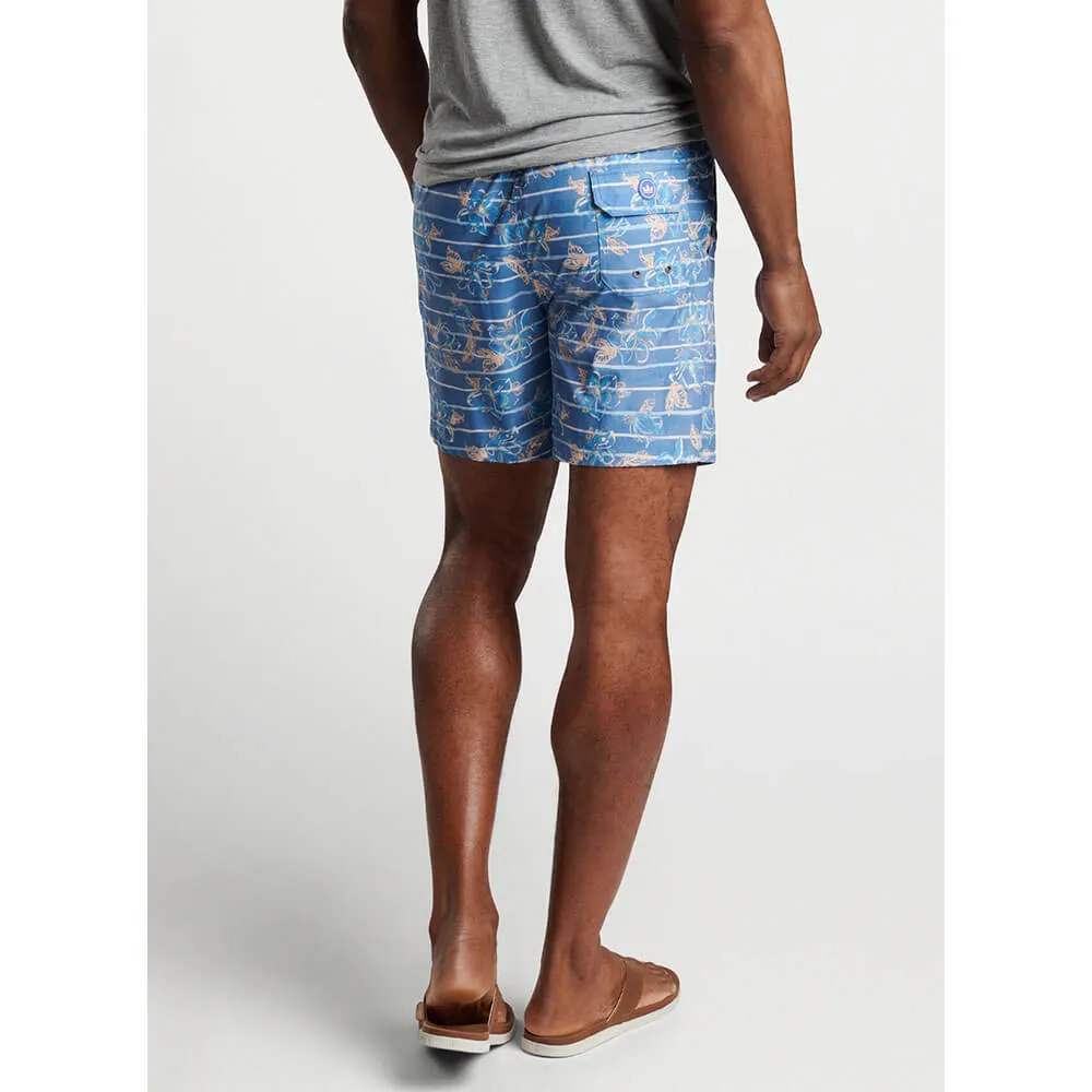 Peter Millar 7-Inch Surf's Up Striped Swim Trunks - Blue Surf