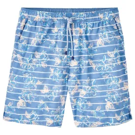 Peter Millar 7-Inch Surf's Up Striped Swim Trunks - Blue Surf