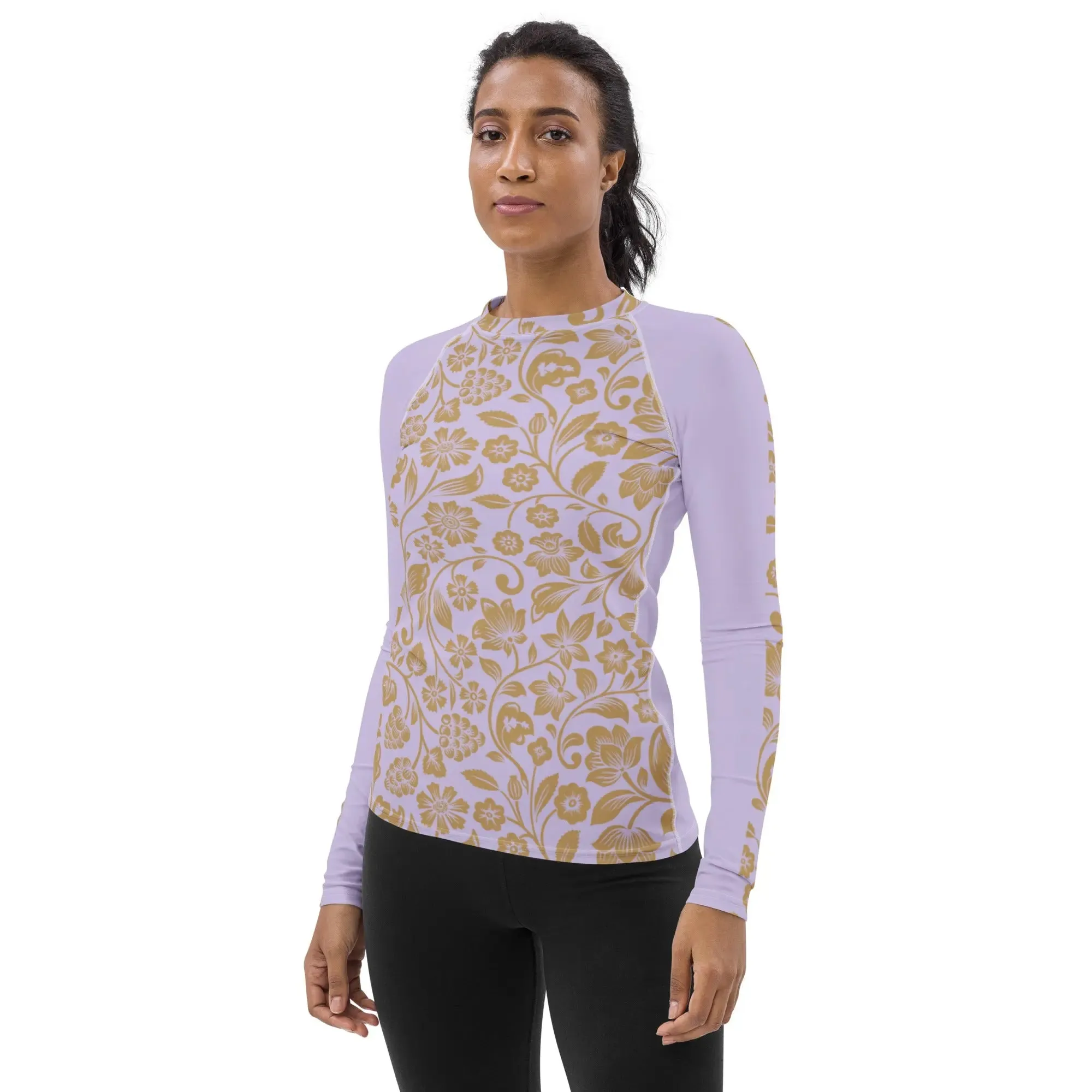 "Floral Lace" Collection - Yoga Long Sleeve Top Women's Rash Guard