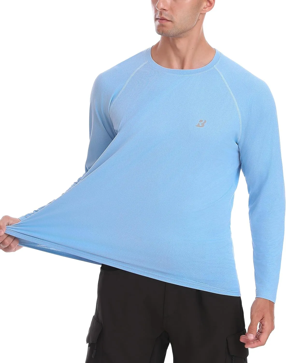 Roadbox Men's UPF 50  Rash Guard Long Sleeve, Cool Dry UV Sun Protection Water T-Shirts, Lightweight Fishing Hiking Shirts