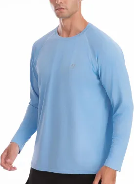 Roadbox Men's UPF 50  Rash Guard Long Sleeve, Cool Dry UV Sun Protection Water T-Shirts, Lightweight Fishing Hiking Shirts