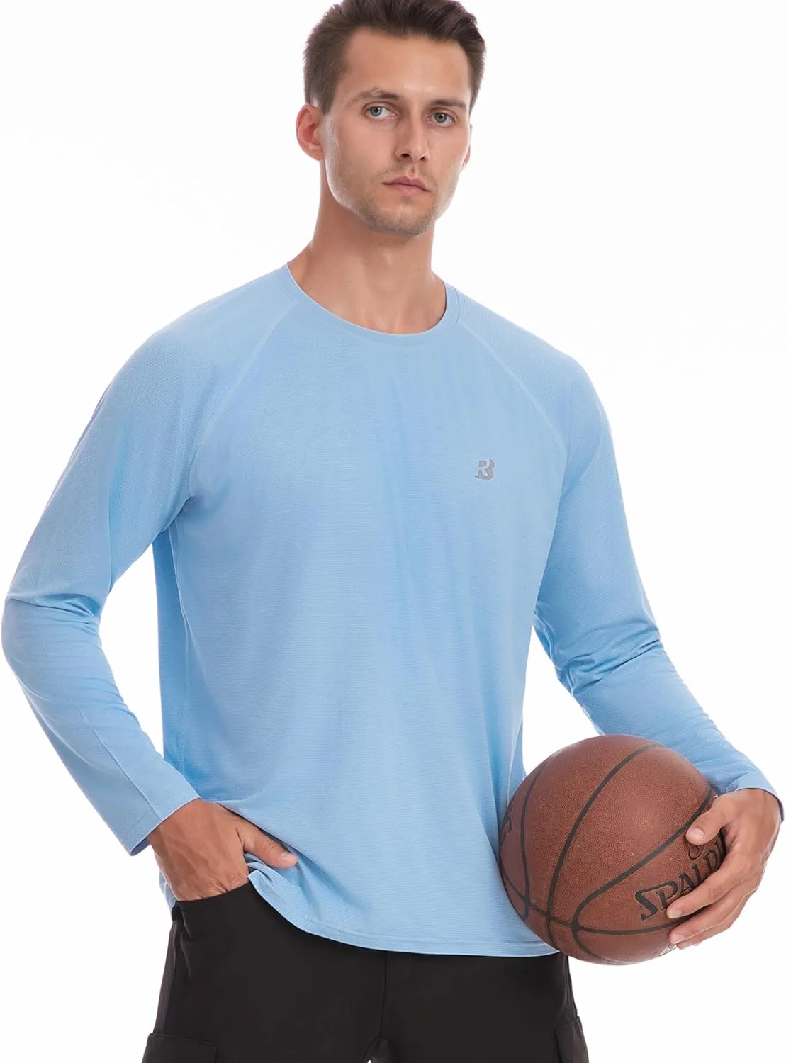 Roadbox Men's UPF 50  Rash Guard Long Sleeve, Cool Dry UV Sun Protection Water T-Shirts, Lightweight Fishing Hiking Shirts