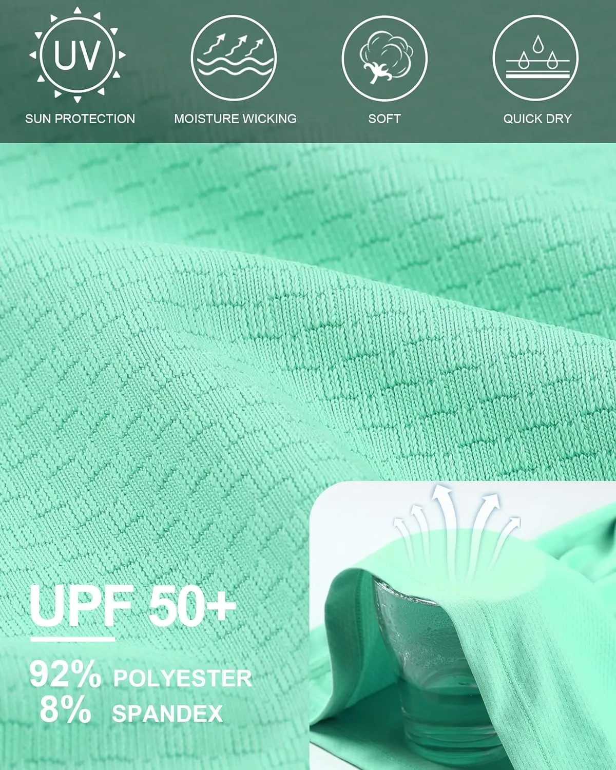 Roadbox Men's UPF 50  Rash Guard Long Sleeve, Cool Dry UV Sun Protection Water T-Shirts, Lightweight Fishing Hiking Shirts