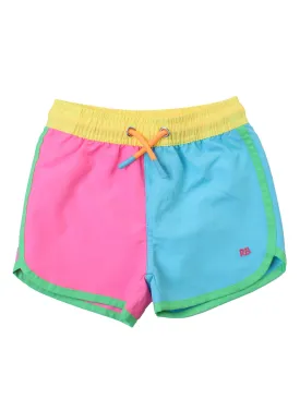 RuffleButts   RuggedButts - Boys Neon Color Block Dolphin Hem Swim Trunks