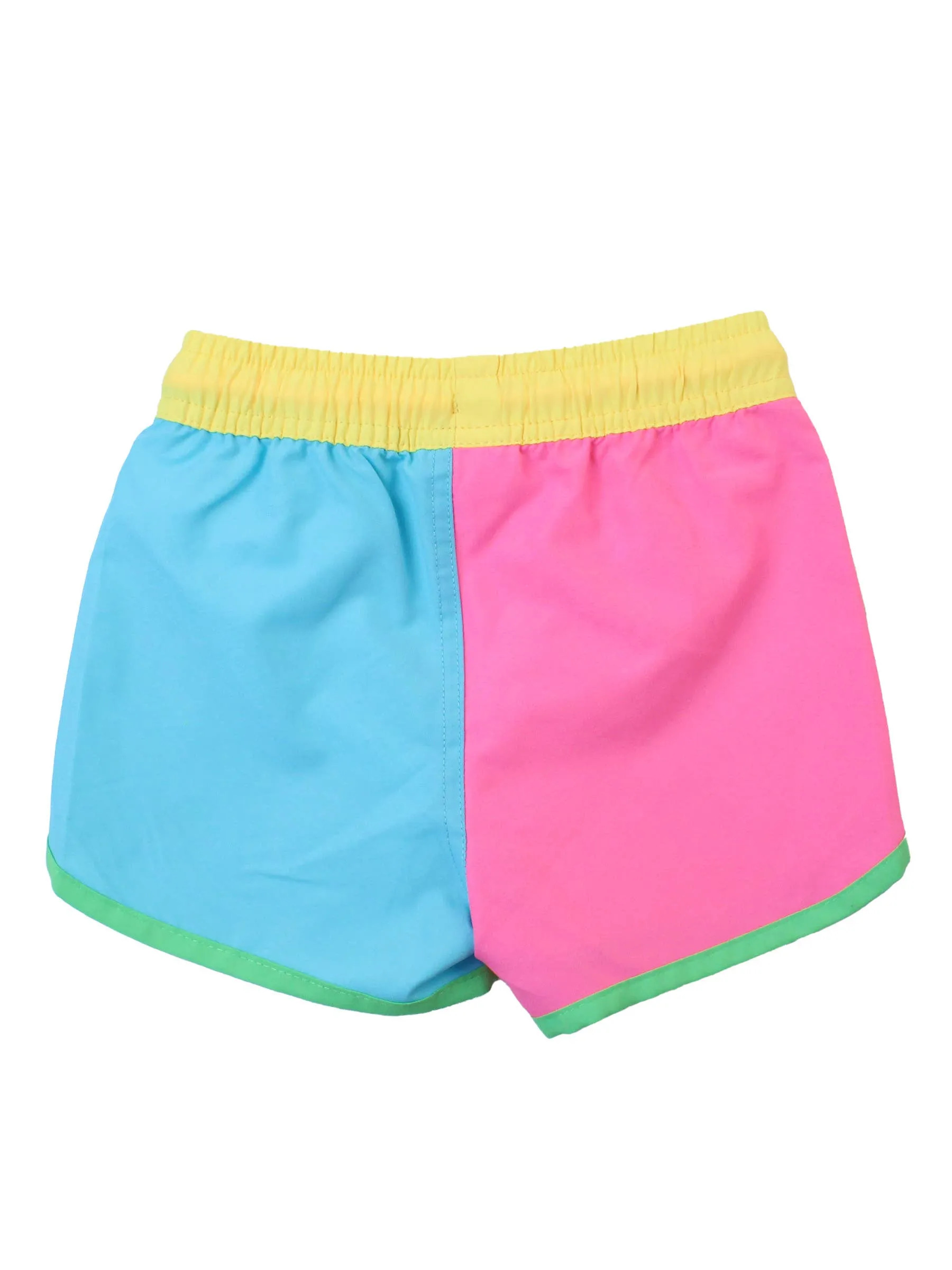 RuffleButts   RuggedButts - Boys Neon Color Block Dolphin Hem Swim Trunks