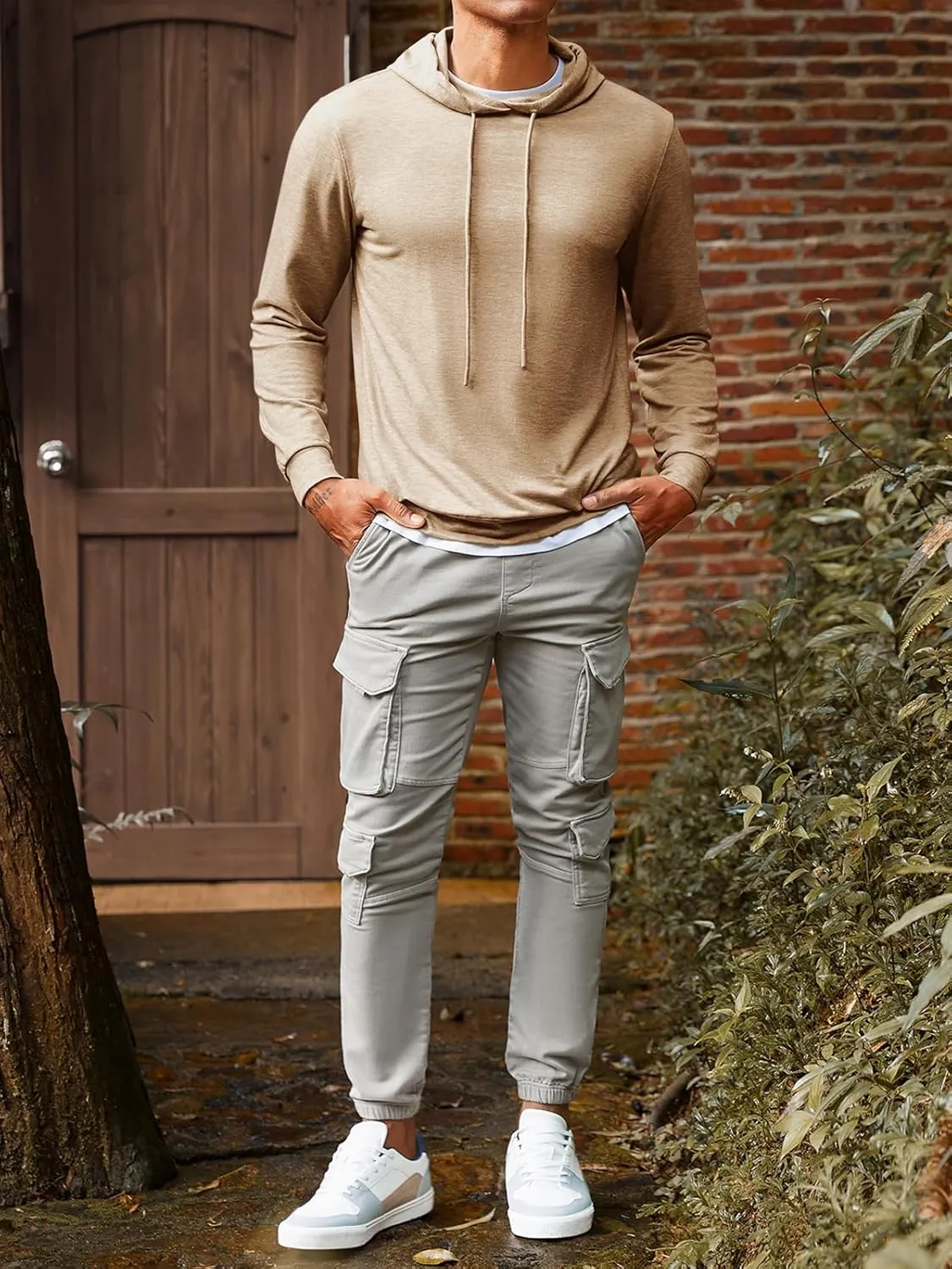 Runcati Mens Lightweight Hoodies Pullover Long Sleeve Casual Workout Athletic Shirt Hooded Sweatshirts