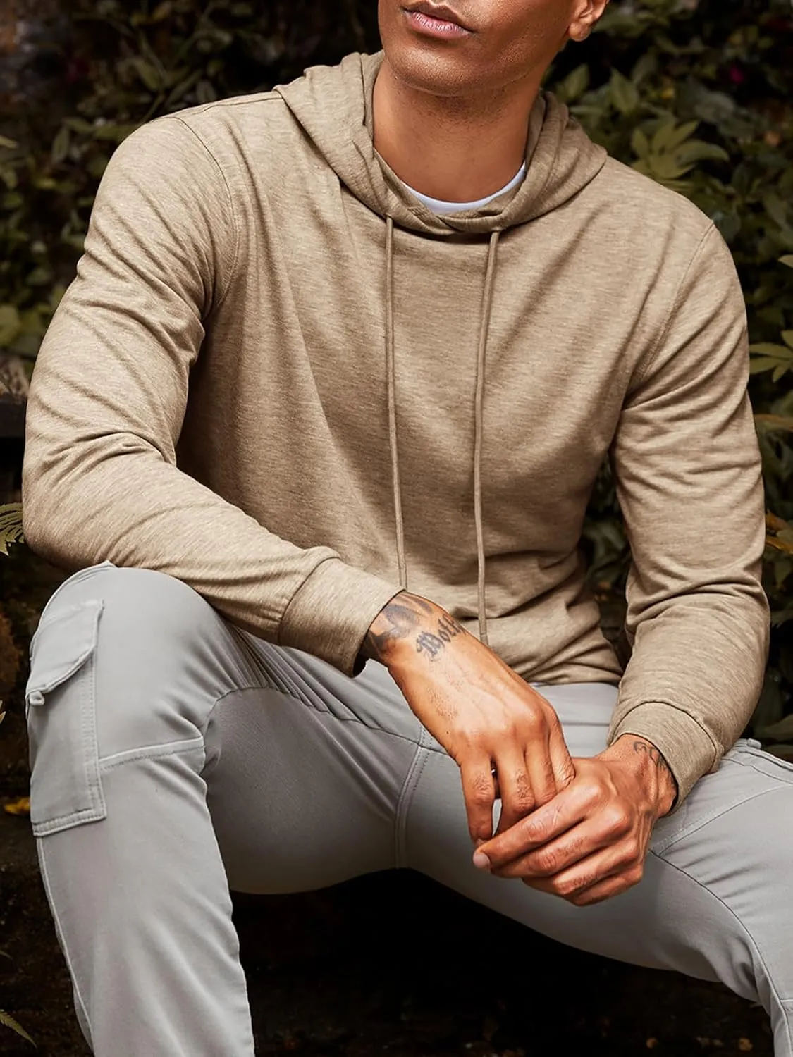 Runcati Mens Lightweight Hoodies Pullover Long Sleeve Casual Workout Athletic Shirt Hooded Sweatshirts