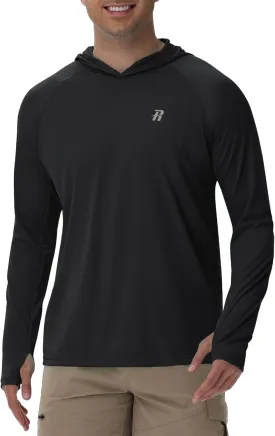 Runhit UPF 50  Fishing Shirts for Men Long Sleeve Sun Protection Hoodie Lightweight Outdoor Workout Hiking Running Rash Guard