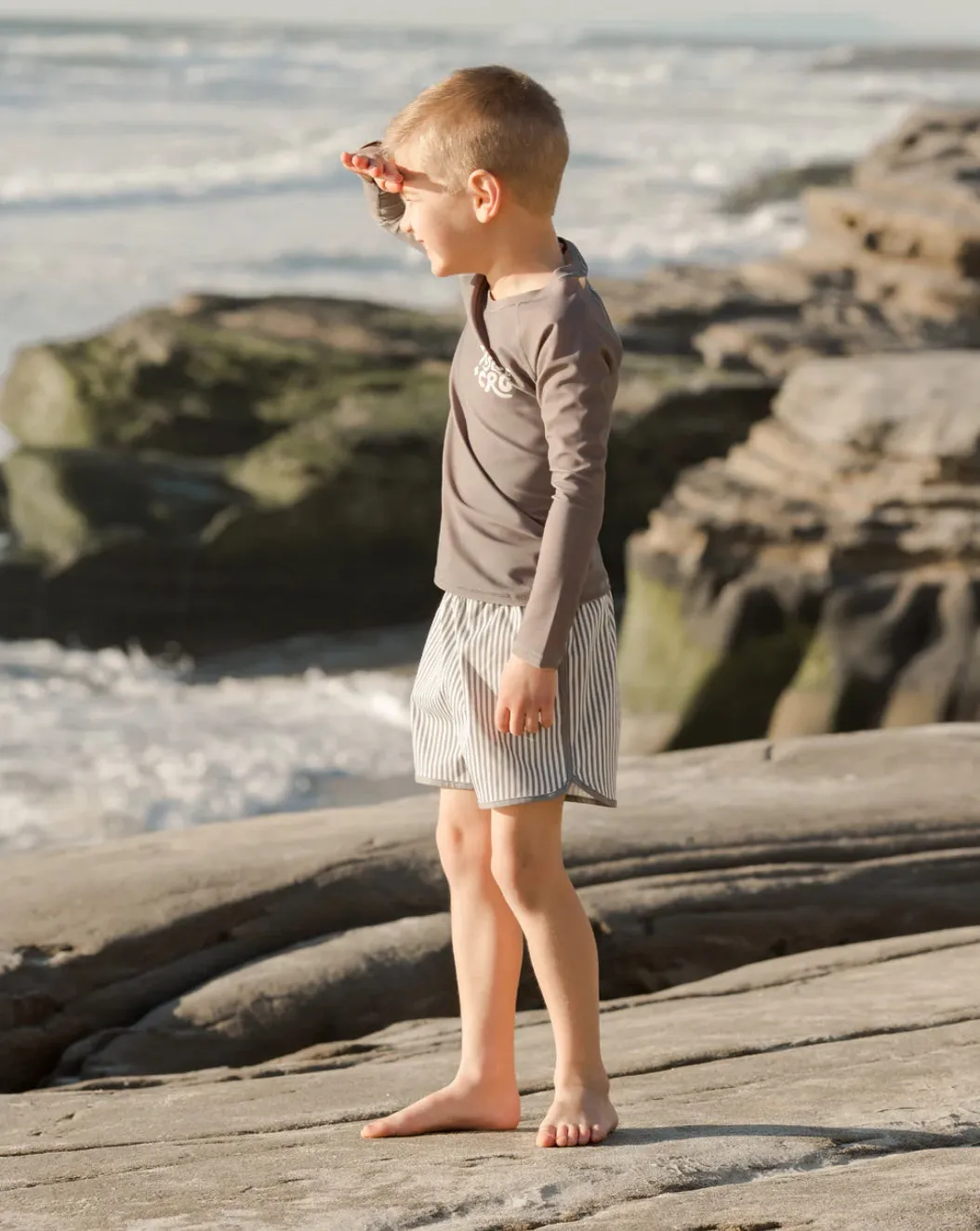Rylee & Cru Boys Striped Swim Trunks
