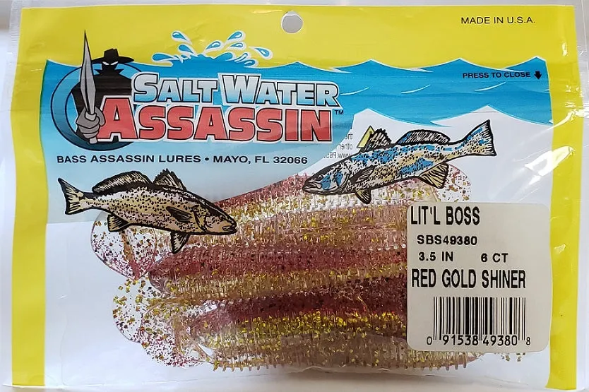 SaltWater Assassin Lit'l Boss Red Gold Shiner 3-1/2" 6pk
