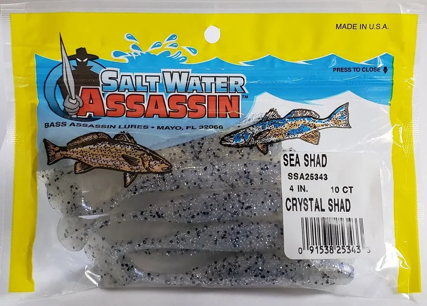 SaltWater Assassin Sea Shad Crystal Shad 4" 10pk