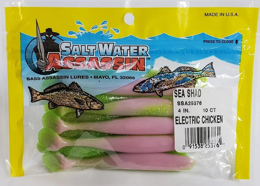 SaltWater Assassin Sea Shad Electric Chicken 4" 10pk