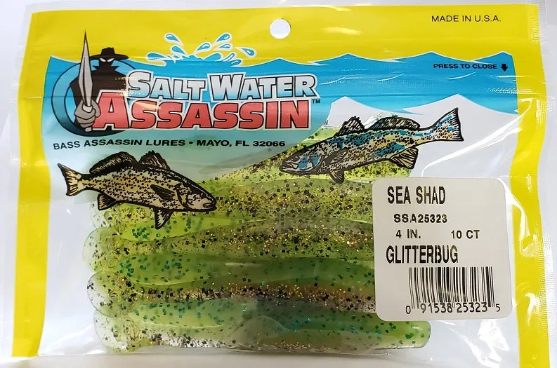 SaltWater Assassin Sea Shad Glitterbug 4" 10pk
